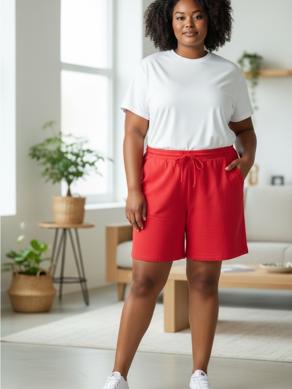 NWT OLD NAVY plus size Women's Red Drawstring Lounge Shorts size 4